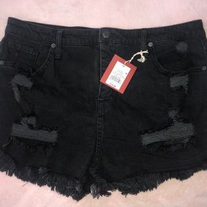 Black mossimo high rise ripped denim shorts